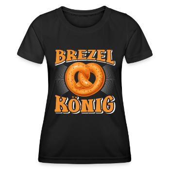 Münchner BREZEL KÖNIG Lustiges - Frauen Funktions-T-Shirt - Schwarz - Vorne - AI Model Female 172 light (172cm)