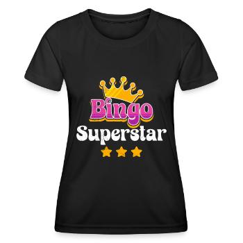 Bingo Player BINGO SUPERSTAR Fun Bingo - Women's Functional T-Shirt - black - Front - AI Model Female 172 light (172cm)