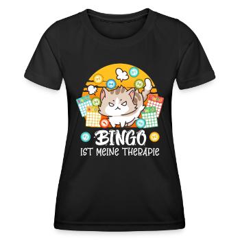 BINGO IST MEINE THERAPIE Lustiges Bingo - Frauen Funktions-T-Shirt - Schwarz - Vorne - AI Model Female 172 light (172cm)
