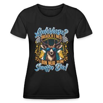 LEATHER TROUSERS? I DON'T NEED TO DRINK THERE - Women's Functional T-Shirt - black - Front - AI Model Female 172 light (172cm)