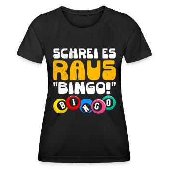 Joueurs de bingo CRIEZ-LE BINGO ! Bingo amusant - T-shirt sport Femme - noir - Devant - AI Model Female 172 light (172cm)