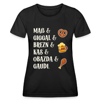 Maß Giggal Brezn Kas Obazda Gaudi bayrische Worte - Frauen Funktions-T-Shirt - Schwarz - Vorne - AI Model Female 172 light (172cm)