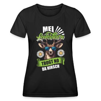 Festival folklorique de Munich MEI LEDERHOSEN WEARS NO DA - T-shirt sport Femme - noir - Devant - AI Model Female 172 light (172cm)