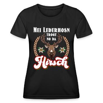 Munich Volksfest MEI LEDERHOSEN WEARS NO DA HIRSCH - Women's Functional T-Shirt - black - Front - AI Model Female 172 light (172cm)