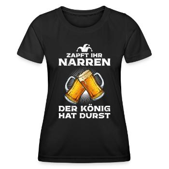 Zapft ihr Narren der König hat Durst Biertrinker - Frauen Funktions-T-Shirt - Schwarz - Vorne - AI Model Female 172 light (172cm)
