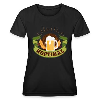 Munich Folk Festival HOPTIMAL Funny Beer Fan - Women's Functional T-Shirt - black - Front - AI Model Female 172 light (172cm)