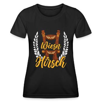 Festival folklorique de Munich WIESEN HIRSCH Drôle - T-shirt sport Femme - noir - Devant - AI Model Female 172 light (172cm)