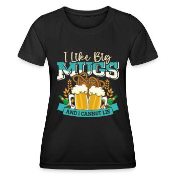 Münchner Volksfest I LIKE BIG MUGS AND CANNOT LIE - Frauen Funktions-T-Shirt - Schwarz - Vorne - AI Model Female 172 light (172cm)
