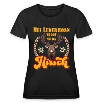 Munich Volksfest MEI LEDERHOSEN NE PORTE PAS DE HIRSCH - T-shirt sport Femme - noir - Devant - AI Model Female 172 light (172cm)