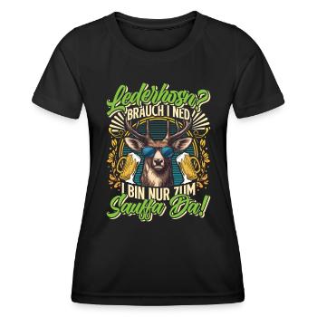LEATHER TROUSERS? I DON'T NEED TO DRINK THERE - Women's Functional T-Shirt - black - Front - AI Model Female 172 light (172cm)