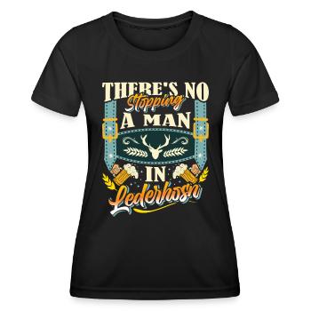 Munich Folk Festival THERE'S NO STOPPING A MAN IN - Women's Functional T-Shirt - black - Front - AI Model Female 172 light (172cm)