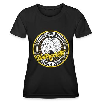 Beer Tent Munich Folk Festival UNTERGERSTET Lustig - Women's Functional T-Shirt - black - Front - AI Model Female 172 light (172cm)
