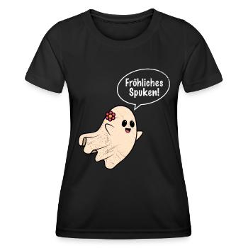 Halloween Kostüm Kinder FRÖHLICHES SPUKEN - Frauen Funktions-T-Shirt - Schwarz - Vorne - AI Model Female 172 light (172cm)