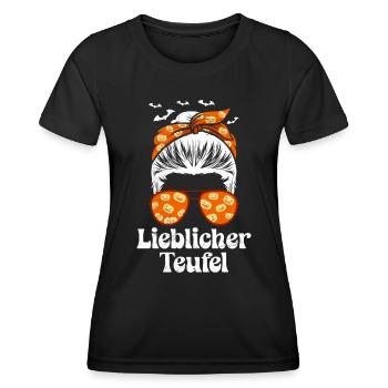 Halloween Kostüm Kinder LIEBLICHER TEUFEL Lustig - Frauen Funktions-T-Shirt - Schwarz - Vorne - AI Model Female 172 light (172cm)