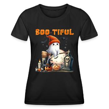 Costume d’Halloween Enfants BOO TIFUL Drôle - T-shirt sport Femme - noir - Devant - AI Model Female 172 light (172cm)