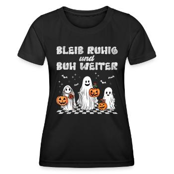 Halloween Kinder BLEIB RUHIG UND BUH WEITER - Frauen Funktions-T-Shirt - Schwarz - Vorne - AI Model Female 172 light (172cm)