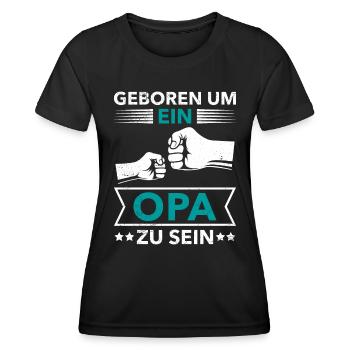Opi GEBOREN UM EIN OPA ZU SEIN Lustiges - Frauen Funktions-T-Shirt - Schwarz - Vorne - AI Model Female 172 light (172cm)