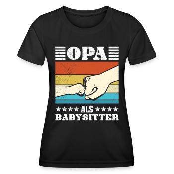 OPA ALS BABYSITTER Lustiges Großvater Opi - Frauen Funktions-T-Shirt - Schwarz - Vorne - AI Model Female 172 light (172cm)