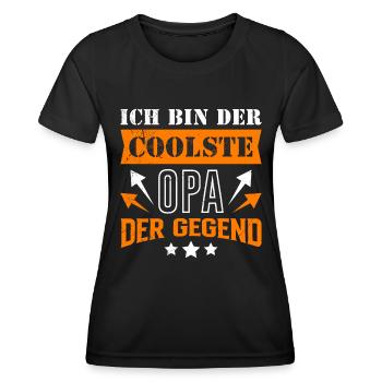 Opi ICH BIN DER COOLSTE OPA DER GEGEND Lustiges - Frauen Funktions-T-Shirt - Schwarz - Vorne - AI Model Female 172 light (172cm)