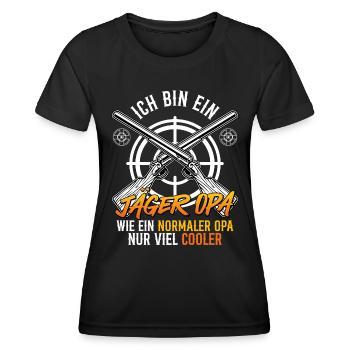 Opi BIN EIN JÄGER OPA WIE EIN NORMALER OPA - Frauen Funktions-T-Shirt - Schwarz - Vorne - AI Model Female 172 light (172cm)