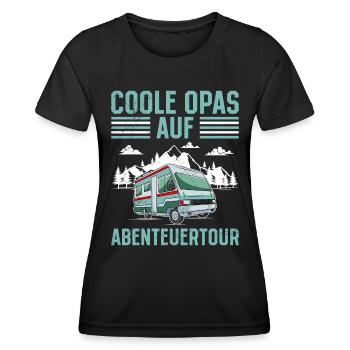 Opi COOLE OPAS AUF ABENTEUERTOUR Lustiges - Frauen Funktions-T-Shirt - Schwarz - Vorne - AI Model Female 172 light (172cm)