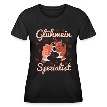 Glühweinstand GLÜHWEIN SPEZIALIST Lustiges - Frauen Funktions-T-Shirt - Schwarz - Vorne - AI Model Female 172 light (172cm)