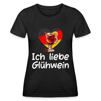 Glühwein Liebhaber ICH LIEBE GLÜHWEIN Lustiges - Frauen Funktions-T-Shirt - Schwarz - Vorne - AI Model Female 172 light (172cm)
