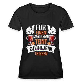 Glühwein FÜR EINEN STRAHLENDEN TEINT GLÜHWEIN - Frauen Funktions-T-Shirt - Schwarz - Vorne - AI Model Female 172 light (172cm)
