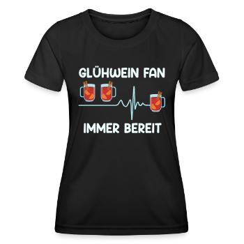 GLÜHWEIN FAN IMMER BEREIT Lustiges Glühwein - Frauen Funktions-T-Shirt - Schwarz - Vorne - AI Model Female 172 light (172cm)