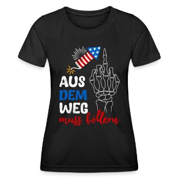 Feuerwerk AUS DEM WEG MUSS BÖLLERN Lustiges - Frauen Funktions-T-Shirt - Schwarz - Vorne - AI Model Female 172 light (172cm)
