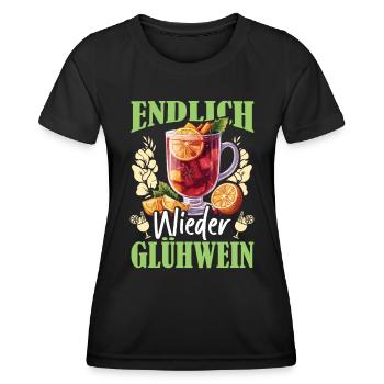 Glühweinstand ENDLICH WIEDER GLÜHWEIN Lustiges - Frauen Funktions-T-Shirt - Schwarz - Vorne - AI Model Female 172 light (172cm)