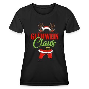 Weihnachtsmarkt GLÜHWEIN CLAUS Lustiges Santa - Frauen Funktions-T-Shirt - Schwarz - Vorne - AI Model Female 172 light (172cm)