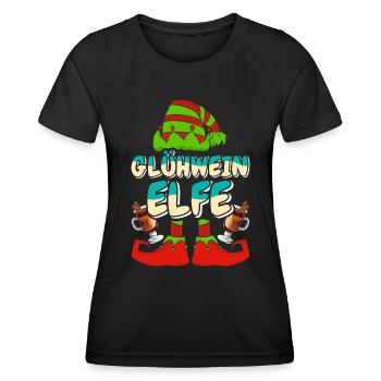 Weihnachtsmarkt GLÜHWEIN ELFE Lustiges Weihnachts - Frauen Funktions-T-Shirt - Schwarz - Vorne - AI Model Female 172 light (172cm)