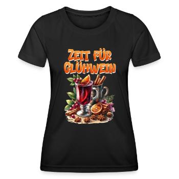 Glühweinstand ZEIT FÜR GLÜHWEIN Lustiges - Frauen Funktions-T-Shirt - Schwarz - Vorne - AI Model Female 172 light (172cm)