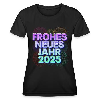 Silvester HAPPY NEW YEAR 2025 Silvester Party - Frauen Funktions-T-Shirt - Schwarz - Vorne - AI Model Female 172 light (172cm)