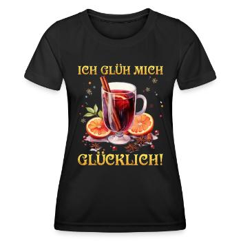 Weihnachtsmarkt GLÜH MICH GLÜCKLICH Lustiges - Frauen Funktions-T-Shirt - Schwarz - Vorne - AI Model Female 172 light (172cm)