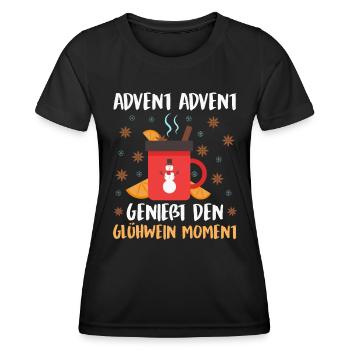 ADVENT ADVENT GENIEßE DEN MOMENT Lustiges - Frauen Funktions-T-Shirt - Schwarz - Vorne - AI Model Female 172 light (172cm)