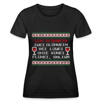 Glühwein Fan EIN GLÜHWEIN ZWEI GLÜHWEIN REI - Frauen Funktions-T-Shirt - Schwarz - Vorne - AI Model Female 172 light (172cm)