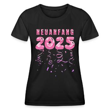 Jahreswechsel NEUANFANG 2025 Neujahr Party - Frauen Funktions-T-Shirt - Schwarz - Vorne - AI Model Female 172 light (172cm)