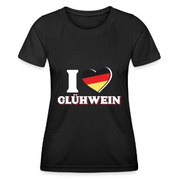 Weihnachtsmarkt I LOVE GLÜHWEIN Deutschland - Frauen Funktions-T-Shirt - Schwarz - Vorne - AI Model Female 172 light (172cm)