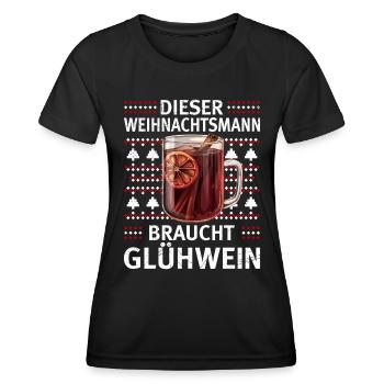 Glühwein DIESER WEIHNACHTSMANN BRAUCHT GLÜHWEIN - Frauen Funktions-T-Shirt - Schwarz - Vorne - AI Model Female 172 light (172cm)