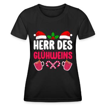 Glühwein HERR DES GLÜHWEINS Lustiges Weihnachts - Frauen Funktions-T-Shirt - Schwarz - Vorne - AI Model Female 172 light (172cm)