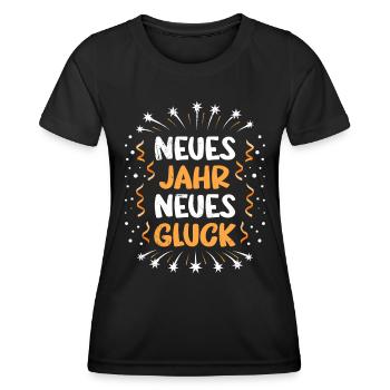NEUES JAHR NEUES GLÜCK Silvester Feuerwerk - Frauen Funktions-T-Shirt - Schwarz - Vorne - AI Model Female 172 light (172cm)