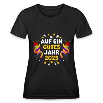 Silvester Party AUF EIN GUTES JAHR 2025 Feuerwerk - Frauen Funktions-T-Shirt - Schwarz - Vorne - AI Model Female 172 light (172cm)