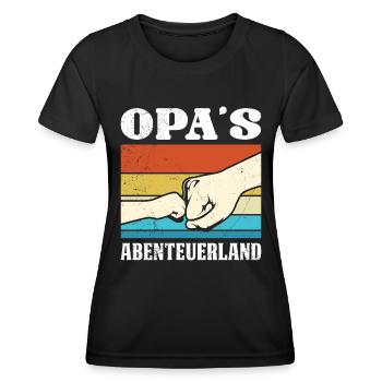 Großvater OPA'S ABENTEUERLAND Lustiges Opi - Frauen Funktions-T-Shirt - Schwarz - Vorne - AI Model Female 172 light (172cm)