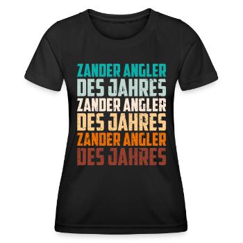 ZANDER ANGLER DES JAHRES ZANDER ANGLER DES JAHRES - Frauen Funktions-T-Shirt - Schwarz - Vorne - AI Model Female 172 light (172cm)