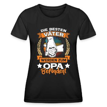 Opi DIE BESTEN VÄTER WERDEN ZUM OPA BEFÖRDERT - Frauen Funktions-T-Shirt - Schwarz - Vorne - AI Model Female 172 light (172cm)