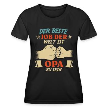 Opi DER BESTE JOB DER WELT IST OPA ZU SEIN - Frauen Funktions-T-Shirt - Schwarz - Vorne - AI Model Female 172 light (172cm)