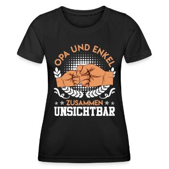 OPA UND ENKEL ZUSAMMEN UNSICHTBAR Lustiges - Frauen Funktions-T-Shirt - Schwarz - Vorne - AI Model Female 172 light (172cm)