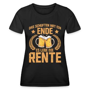 Rentner DAS SCHUFTEN HAT EIN ENDE ES LEBE DIE - Frauen Funktions-T-Shirt - Schwarz - Vorne - AI Model Female 172 light (172cm)